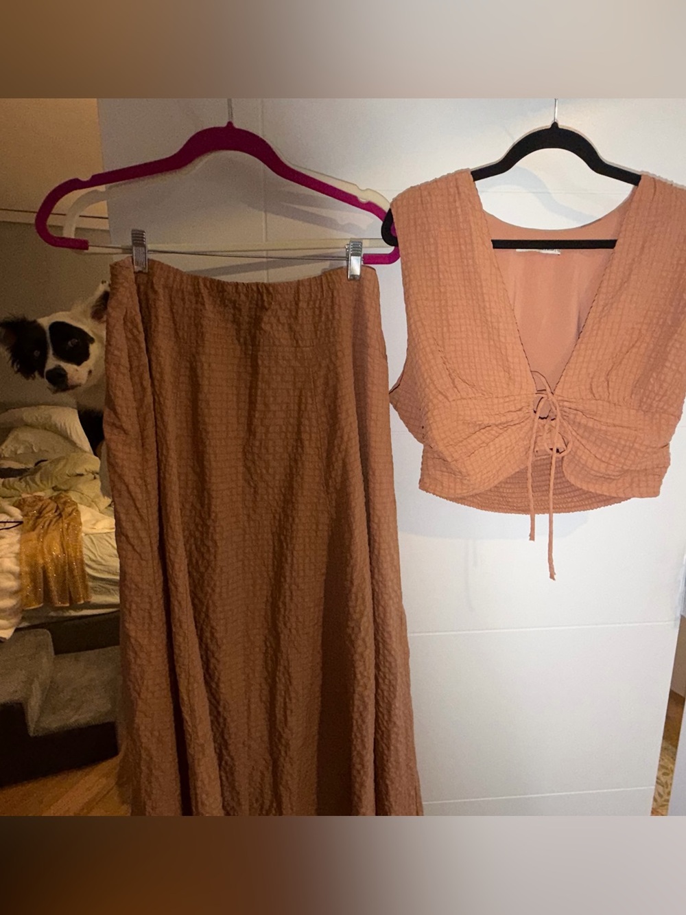 Abercrombie & Fitch Textured Skirt Set in Warm Tan (dog not included :))